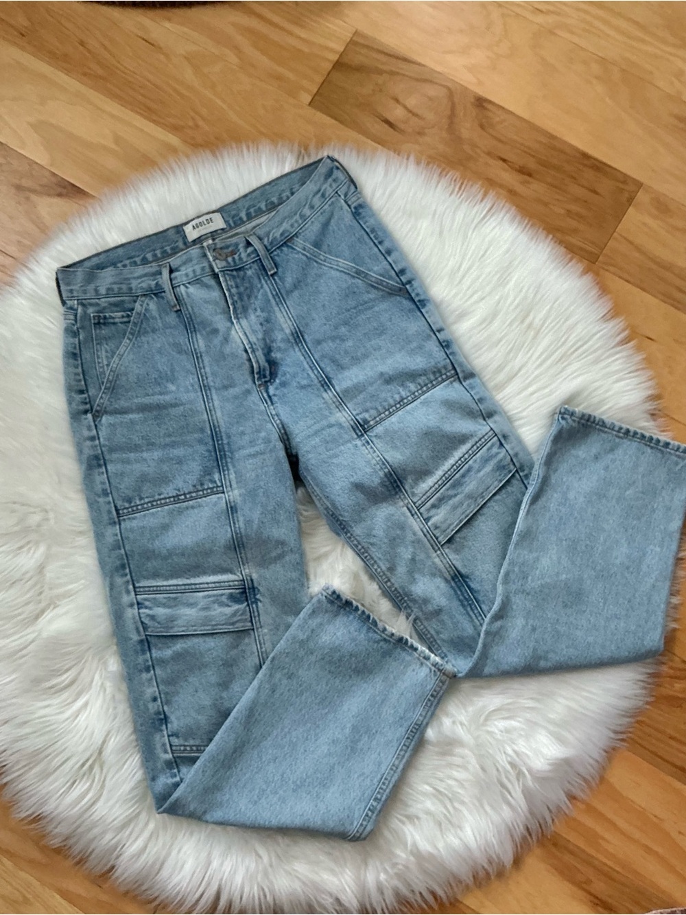 Agolde Cooper Cargo Light Wash Jeans Size 27